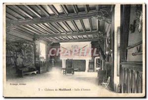 Old Postcard Meillant castle weapons room
