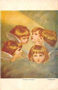 Heads of Angels young children in a circle light from heaven antique pc Y13495