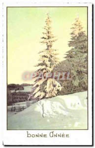 Old Postcard Fantasy Fir under snow Happy new year