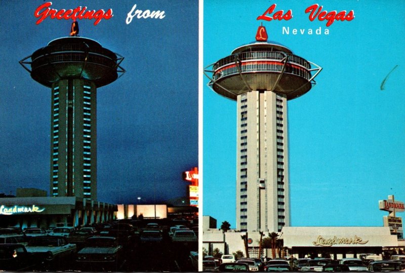 Nevada Las Vegas Greetings With Landmark Hotel Tower