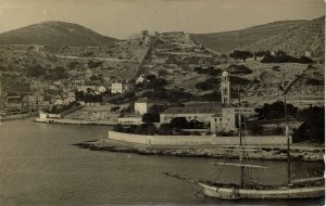 croatia, HVAR, Dalmatia, Panorama, Franciscan Monastery (1920s) RPPC Postcard