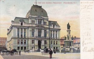 Rhode Island Providence City Hall And Soldiers Monument 1907