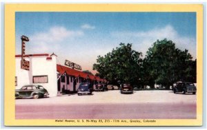 GREELEY, CO Colorado ~ Roadside MOTEL HOOVER  c1940s Cars Weld County Postcard