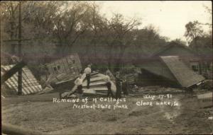 Clear Lake IA Remains of 4 Cottages Aug 1931 - Tornado? Real Photo Postcard