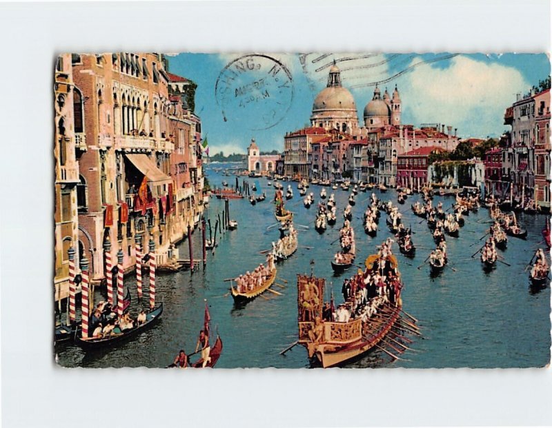 Postcard Grand Canal and Regatta, Venice, Italy