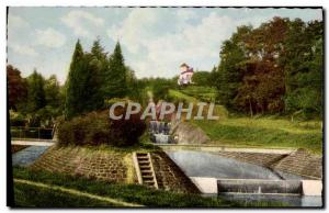 Old Postcard St Fargeau Lac du Bourdon background Galerle and Deversoir