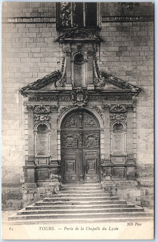 c1900s Tours, France Chapelle du Lycee Door Ornate Baroque Facade Columns A360