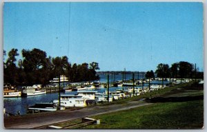 Vtg Louisville Kentucky KY Municipal Boat Harbor Ohio River 1950s View Postcard