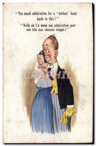 Old Postcard Fantasy Illustrator Too much admiration for a head bobbed leads ...