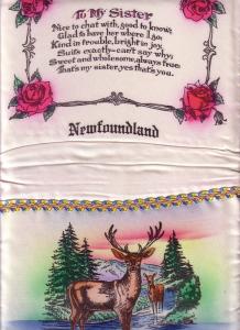 'To My Sister' Padded Cloth Foldover Pouch, Newfoundland, WWII, 14 X 91/2 O...