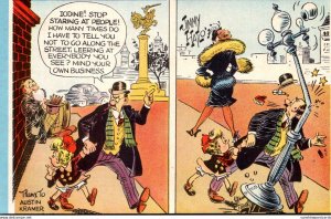 Mutoscope Card Humour Comics King Features Man Walking Daughter