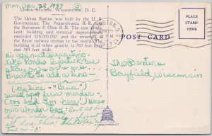 Union Station Washington DC Linen Postcard 1947 H75