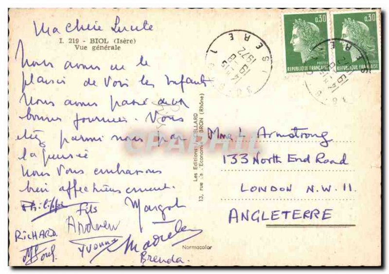 Postcard Modern Isere Biol general view