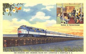 Humming Bird Biloxi Bay Louisville & Nashville Railroad Train Linen Postcard