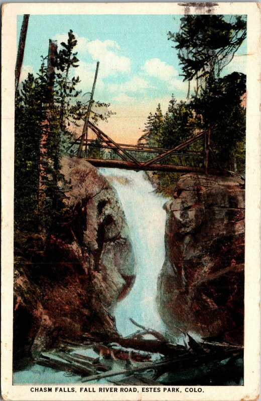 Vtg 1920s Chasm Falls Estes Park Rocky Mountain National Park CO Postcard