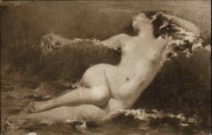 Jose de Brito The Wave Nude Woman Panama Pacific Exposition 1915 Postcard 