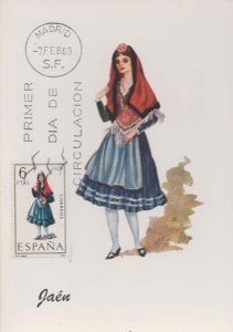 Jaen Madrid Spanish Lady Fashion Dress Spain First Day Cover Stamp Postcard