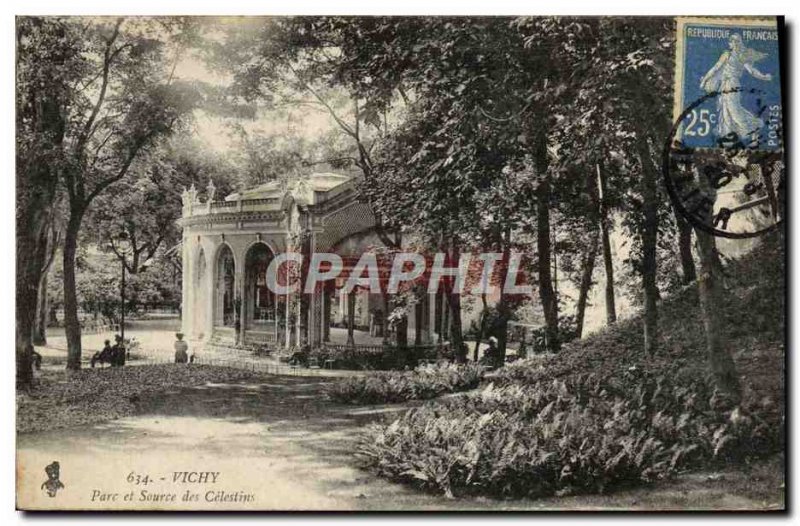 Old Postcard Vichy Park and source of Celestins