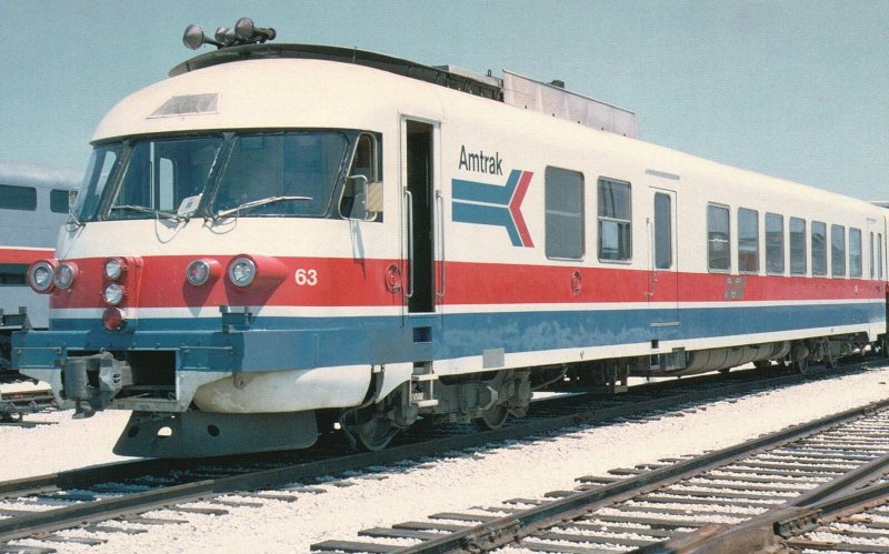 Vintage Postcard ANF Turbo-Liner Amtrak High Speed Train Paused For Maintenance 