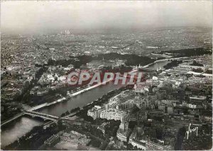 Modern Postcard Paris Panoramic View from the Eiffel Tower on the Seine and M...