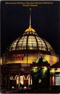 Horticultural Building Canadian National Exhibit Toronto Canada Nigth Postcard 