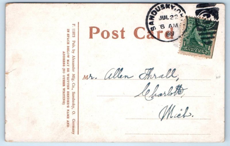 CEDAR POINT, OH Ohio ~ LARGEST DANCE FLOOR on Lake Erie 1907 Postcard