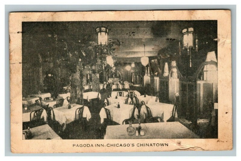 Vintage 1933 Advertising Photo Postcard Pagoda Inn Chinatown Chicago Illinois