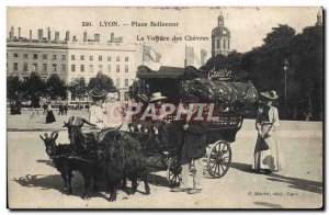 Old Postcard Chevre Lyon Bellecour Square car to goats