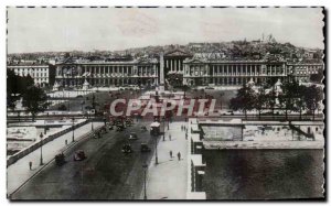 Old Postcard Paris bridge and Place de la Concorde