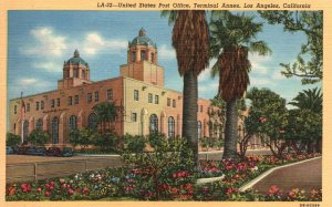 Vintage Postcard 1930's United States Post Office Terminal Annex Los Angeles CA