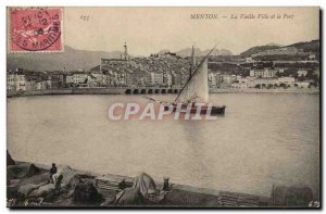 Menton - The Port and the Old Town - Old Postcard