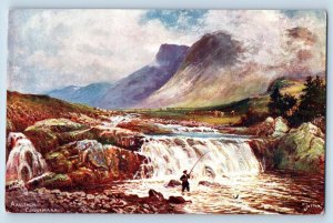 County Galway Ireland Postcard Aasleagh Connemara Fishing c1910 Oilette Tuck Art