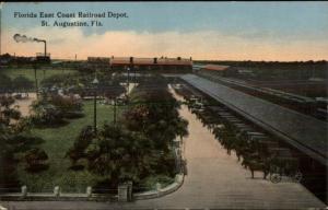 FEC RR Train Station Depot St. Augustine FL c1910 Postcard