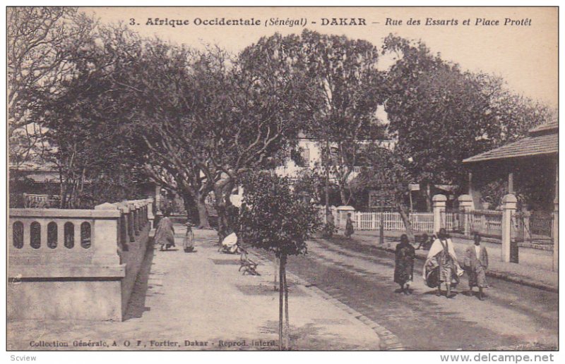 Afrique Occidentale, Rue Des Essarts Et Place Protet, DAKAR, Senegal, 190-1910s