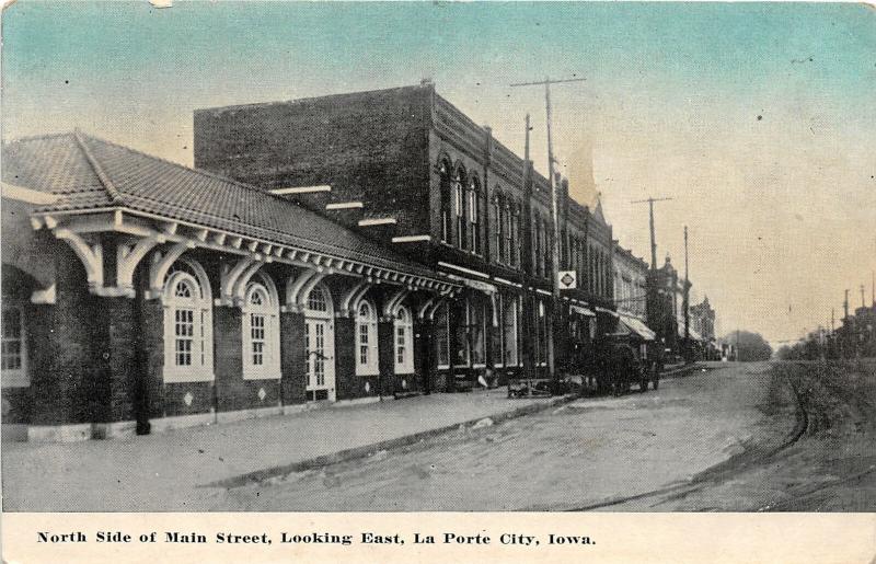 F19/ La Porte City Iowa Postcard c1910 North Side Main St Stores