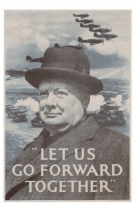 Let Us Go Forward Together Winston Churchill WW2 Poster Postcard