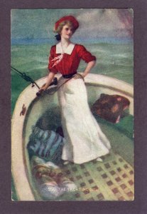 Antique postcard-Yachting Girl F.Earl Christy 1910s