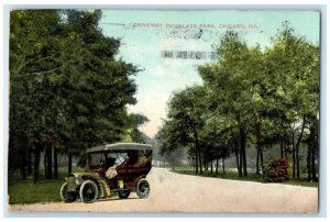 c1910's Driveway Douglas Park Car Chicago Illinois IL Posted Antique Postcard
