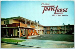 c1950s Pomona, CA Travel Lodge Hotel Frashers Chrome Postcard MyhreCali. A41