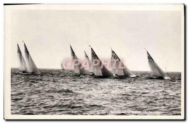 Postcard Old Boat Sailboat Regattas Evian les Bains