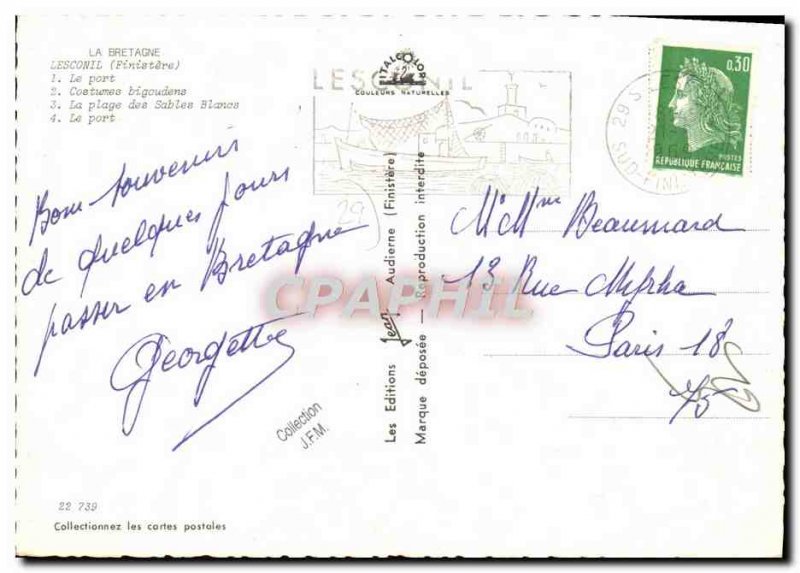 Modern Postcard Port Lesconil Bigouden costume Folklore