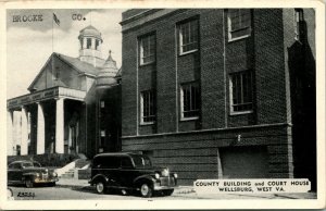 Vtg Postcard 1940s - County Building and Court House Wellsburg WV Unused