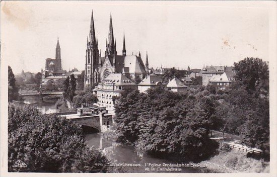 France Strasbourg L'Eglise Protestante Saint-Paul et le Cathedrale 1950 ...