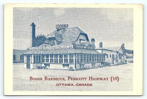 OTTAWA, Ontario Canada ~ BOGGS BARBECUE Restaurant c1940s Roadside 4x6 Postcard