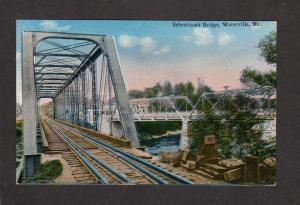 ME Railroad Train Tracks Railway Sobesticoak Bridge Waterville Maine Postcard