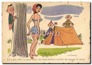 Postcard Old Humor Camping