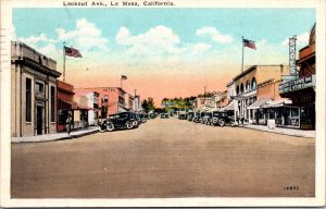 Postcard Lookout Avenue Street Scene Downtown La Mesa, California 