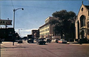 Laramie Wyoming WY Moving Truck Street Scene Vintage Postcard