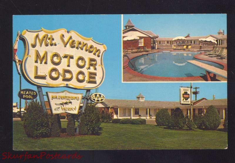 MT. VERNON MISSOURI ROUTE 66 MOTEL SWIMMING POOL OLD ADVERTISING POSTCARD MO