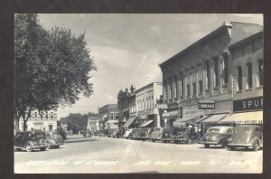 RPPC RED OAK IOWA DOWNTOWN STREET SCENE OLD CARS STORES REAL PHOTO POSTCARD